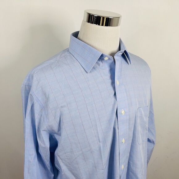 NWT Brooks Brothers 17.5 34 Regent Non Iron Dress Shirt Red Whtie Blue Plaid